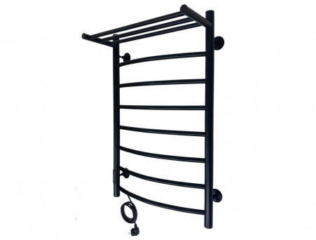 Полотенцесушитель Электрический «Санприз» Классик Лесенка, П8, с Полкой, 80x50, Черный (11089)