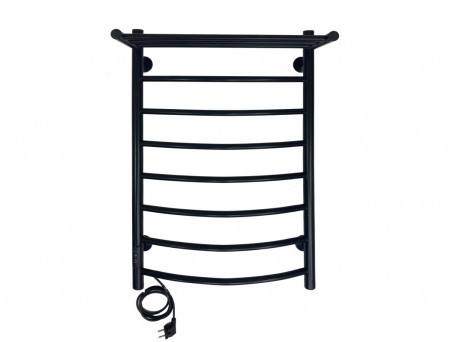 Полотенцесушитель Электрический «Санприз» Классик Лесенка, П8, с Полкой, 80x50, Черный (11089)