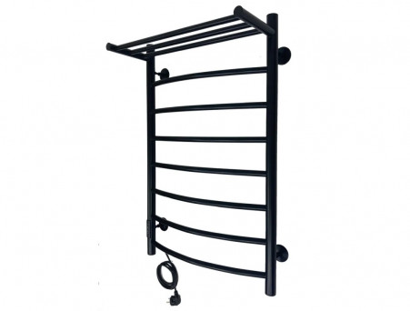 Полотенцесушитель Электрический «Санприз» Классик Лесенка, П8, с Полкой, 80x50, Черный (11089)