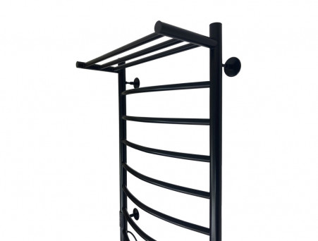 Полотенцесушитель Электрический «Санприз» Классик Лесенка, П8, с Полкой, 80x50, Черный (11089)