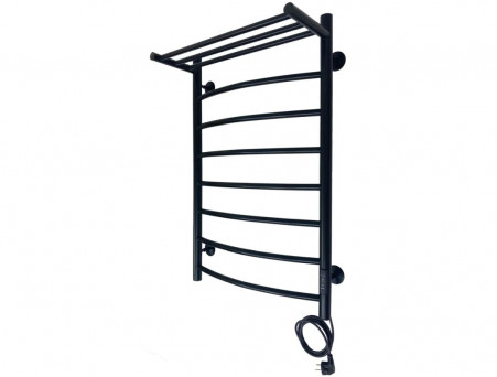 Полотенцесушитель Электрический «Санприз» Классик Лесенка, П8, с Полкой, 80x50, Черный Матовый (11200)