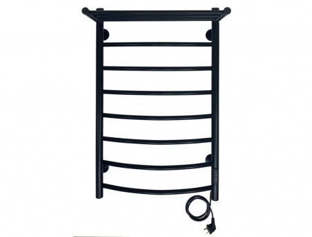 Полотенцесушитель Электрический «Санприз» Классик Лесенка, П8, с Полкой, 80x50, Черный Матовый (11200)