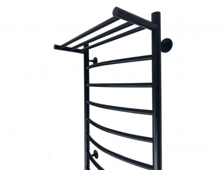 Полотенцесушитель Электрический «Санприз» Классик Лесенка, П8, с Полкой, 80x50, Черный Матовый (11200)