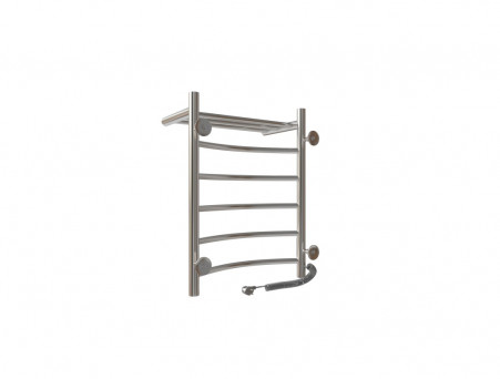 Полотенцесушитель Электрический «Санприз» Классик Лесенка, П6, с Полкой, 60x45, Хром (11036)