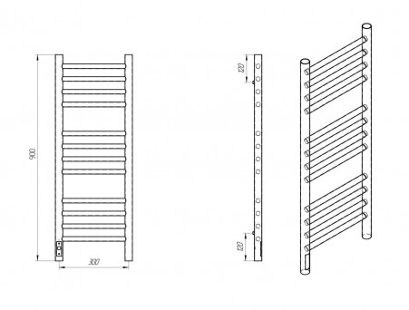 Полотенцесушитель Электрический «Laris» Лаванда Лесенка, П12, 90x30, Белый Муар (73207618)