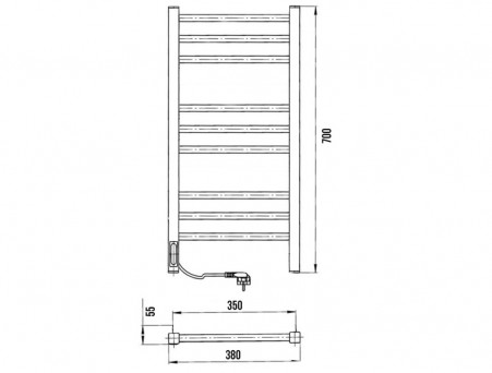 Полотенцесушитель Электрический «Laris» Астор Лесенка, П9, 70x350, Черный Муар (73207865)