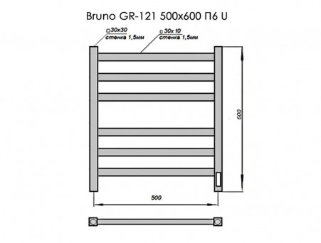 Полотенцесушитель Электрический «Grois» Bruno Лесенка, П6, 60x50, Белый (GR121 50х60 П6 9016 U)