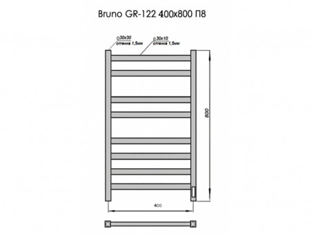 Полотенцесушитель Электрический «Grois» Bruno Лесенка, П8, 80x40, Черный (GR122 40х80 П8 9005 U)