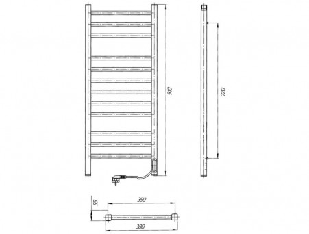 Полотенцесушитель Электрический «Laris» Астор Лесенка, П12, 90x350, Белый Муар (73207668)