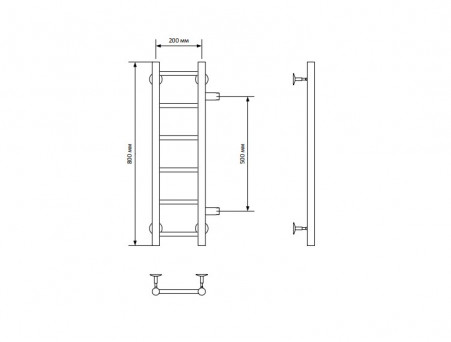 Полотенцесушитель Водяной «Санприз» Аврора Лесенка, П6, 80x20, Черный Матовый (11120ЧМ)