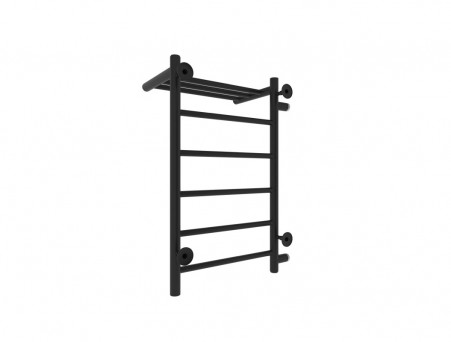 Полотенцесушитель Водяной «Санприз» Аврора Лесенка, П6, с Полкой, 70x40, Черный Матовый (11017ЧМ)