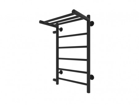 Полотенцесушитель Водяной «Санприз» Аврора Лесенка, П6, с Полкой, 70x40, Черный Матовый (11017ЧМ)