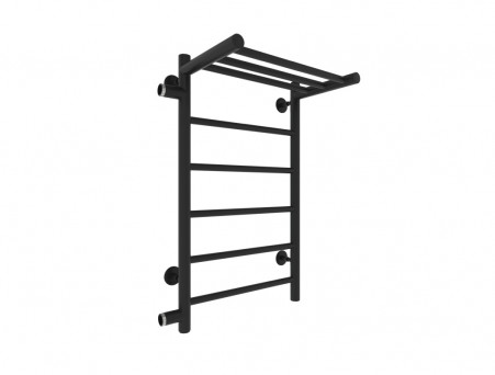 Полотенцесушитель Водяной «Санприз» Аврора Лесенка, П6, с Полкой, 70x40, Черный Матовый (11017ЧМ)