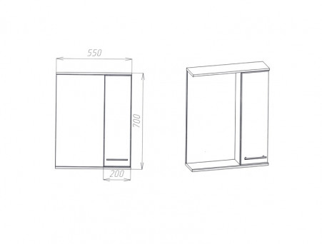 Зеркало-Шкаф «Viant» Прага, LED Подсветка, Подвесное, Белое, 55x70см (VPRA55-ZSHR)