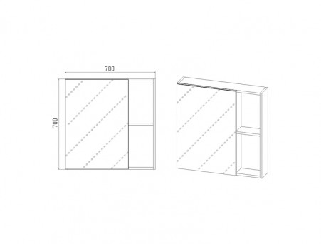 Зеркало-Шкаф «Viant» Бостон, LED Подсветка, Подвесное, Дуб Вотан, 70x70см (VBOS70-ZSH)