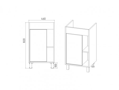 Тумба с Раковиной «Viant» Бостон Como 50, Напольная, Дуб Вотан, 50x84см (VBOS50COG-T1ST)