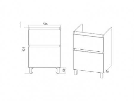Тумба с Раковиной «Viant» Мальта Como 60, Напольная, Белая, 60x84см (VMAL60CO-T2Y)