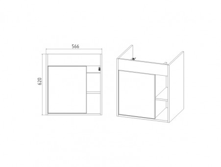 Тумба с Раковиной «Viant» Бостон Como 60, Подвесная, Дуб Вотан, 70x64см (VBOS60COG-T1STP)