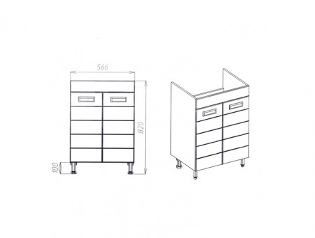 Тумба с Раковиной «Viant» Вена Como 60, Напольная, Белая, 60x85см (VVEN60CO-T2ST)