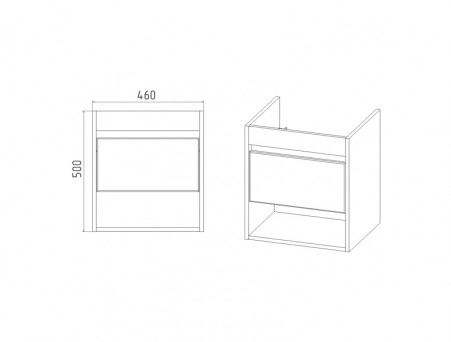 Тумба с Раковиной «Viant» Бостон Como 50, Подвесная, Дуб Вотан, 50x52см (VBOS50CO-T1YP)