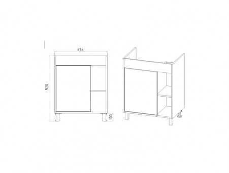 Тумба с Раковиной «Viant» Бостон Como 70, Напольная, Дуб Вотан, 70x84см (VBOS70COG-T1ST)