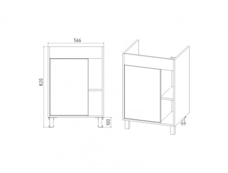 Тумба с Раковиной «Viant» Бостон Como 60, Напольная, Дуб Вотан, 60x84см (VBOS60COG-T1ST)
