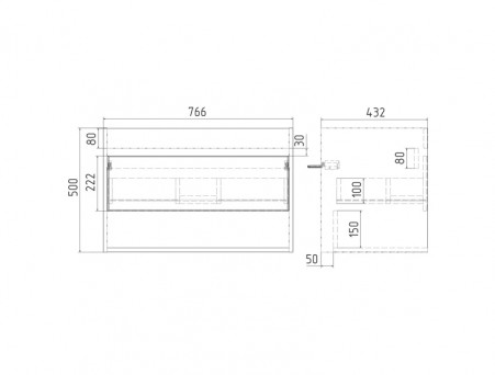 Тумба с Раковиной «Viant» Бостон Como 80, Подвесная, Дуб Вотан, 80x52см (VBOS80COG-T1YP)