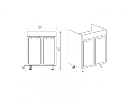 Тумба с Раковиной «Viant» Лима Como 60, Напольная, Белая, 60x85см (VLIM60CO-T2ST)