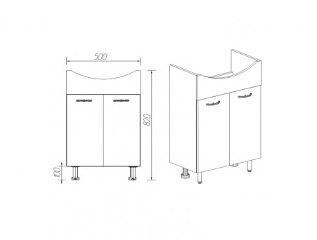 Тумба с Раковиной «Viant» Вена Como 50, Напольная, Белая, 50x85см (VVEN50CO-T2ST)