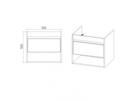 Тумба с Раковиной «Viant» Бостон Como 60, Подвесная, Дуб Вотан, 60x52см (VBOS60CO-T1YP)