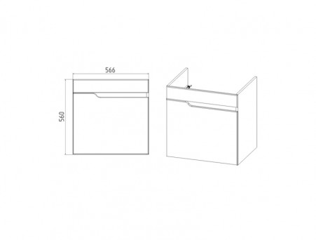 Тумба с Раковиной «Viant» Куба Como 60, Подвесная, Белая, 60x45см (VKUB60CO-T1STP)