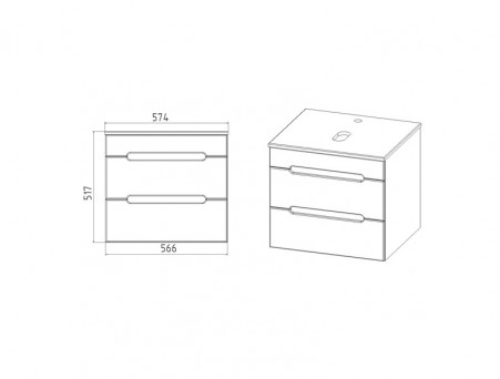 Тумба с Раковиной «Viant» Марсель Como 60, Подвесная, Белая, 60x52см (VMAR60CO-T2YP)