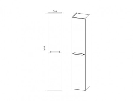 Пенал «Viant» Марсель, Подвесной, Белый, 30x30x160см (VMAR300-PEN)