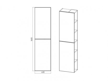 Пенал «Viant» Бостон, Подвесной, Дуб Вотан, 40x23x160см (VBOS400G-PENP)