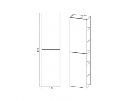 Пенал «Viant» Бостон, Подвесной, Белый, 40x23x160см (VBOS400-PENP)