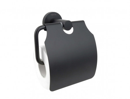 Держатель Туалетной Бумаги «Aquatek» Вега, с Крышкой, Черный Матовый (AQ4009MB)