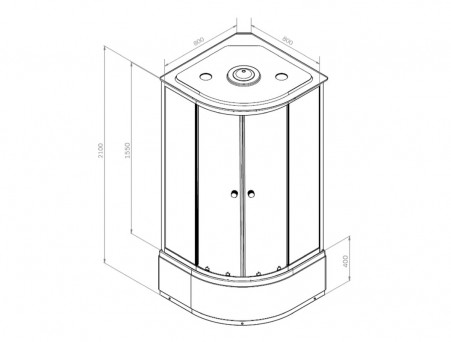 Душевая Кабина «Comforty» Высокий Поддон, Задняя Стеклянная Панель Белая, 210x80x80, Крезет (СF5888E-В)