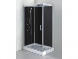 Душевая Кабина «Comforty» Низкий Поддон, Задняя Стеклянная Панель Черная, 210x80x120, Серый (СF5777B)