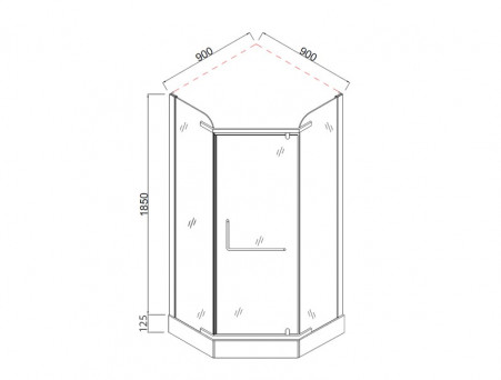 Душевое Ограждение «Comforty» Прозрачное Стекло, с Поддоном, 197,5x90x90, Черный Профиль (31NB)