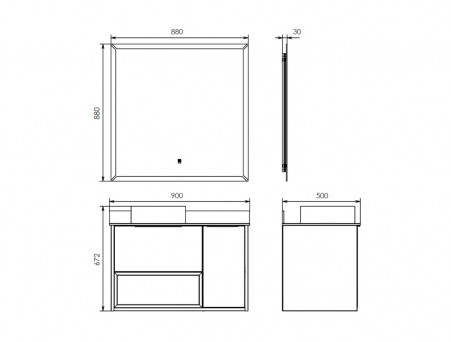 Зеркало «Comforty» Джанкой-90, LED Подсветка, 88x88x3см, Антизапотевание (00-00014155CF)