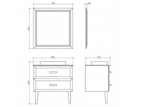 Зеркало «Comforty» Империя-80, 78x80x3см, Белый (00004143507CF)