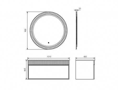 Зеркало «Comforty» Мадрид-90, LED Подсветка, 90x90x3см, Белый Глянец (00-00014166CF)