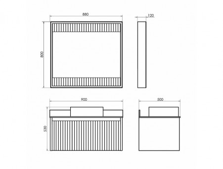 Зеркало-Короб «Comforty» Марсель-90, 88x80x12см, Белый (00-00013685CF)