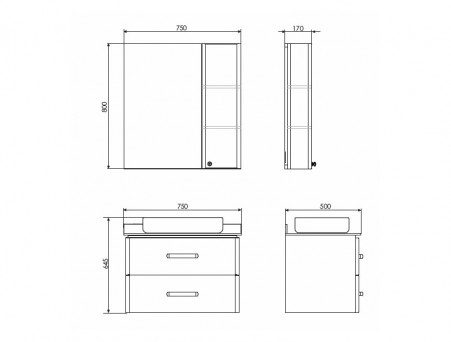Зеркало-Шкаф «Comforty» Амстердам-75, 75x80x17см, Белый (00004144209CF)