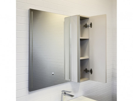 Зеркало-Шкаф «Comforty» Бильбао-80, LED Подсветка, 80x80x14см, Серый Шелк (00-00014154CF)