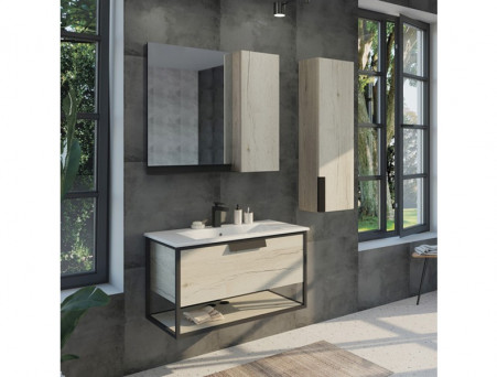 Зеркало-Шкаф «Comforty» Бонн-90, 88x80x14см, Дуб Дымчатый (00-00001951CF)