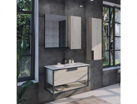 Зеркало-Шкаф «Comforty» Бонн-90, 88x80x14см, Дуб Дымчатый (00-00012610CF)