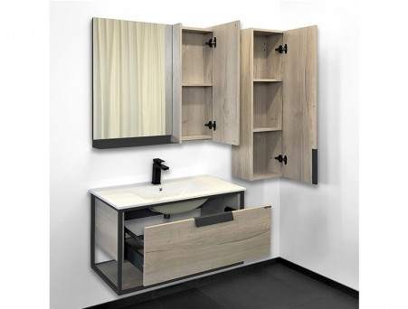 Зеркало-Шкаф «Comforty» Бонн-90, 88x80x14см, Дуб Дымчатый (00-00012610CF)