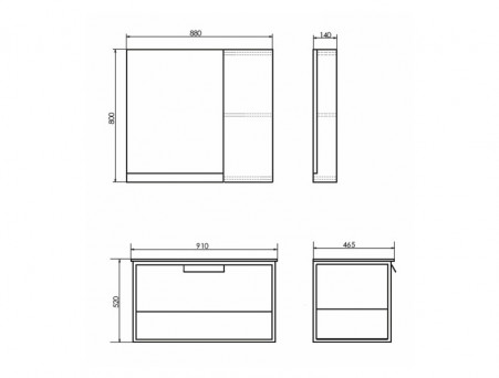 Зеркало-Шкаф «Comforty» Бонн-90, 88x80x14см, Дуб Дымчатый (00-00012610CF)