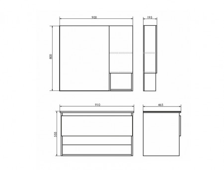Зеркало-Шкаф «Comforty» Бордо-90, 90x80x19,5см, Дуб Темно-Коричневый (00-00006663CF)